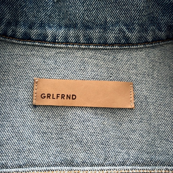 GRLFRND- oversized mid-blue jean jacket with distressing, size Small💙 Like New! - Picture 3 of 4